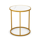 16 Inch Marble Top Round Side Table with Golden Metal Frame for Living Room Bedroom-1 Piece