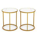16 Inch Marble Top Round Side Table with Golden Metal Frame for Living Room Bedroom by LJGDeals