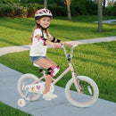 Kids Bike 12-18 Inch with Training Wheels - Pink Stars & Moon