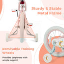 Kids Bike 12-18 Inch with Training Wheels - Pink Stars & Moon