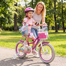 Kids Bike 18-Inch with Training Wheels and Basket Rose Red