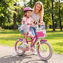 Kids Bike 18-Inch with Training Wheels and Basket Rose Red by DirectDeals