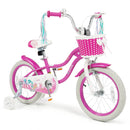 Kids Bike 18-Inch with Training Wheels and Basket Rose Red by DirectDeals