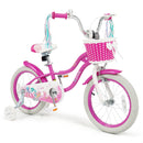 Kids Bike 18-Inch with Training Wheels and Basket Rose Red