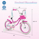 Kids Bike 18-Inch with Training Wheels and Basket Rose Red