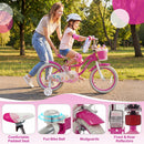 Kids Bike 18-Inch with Training Wheels and Basket Rose Red