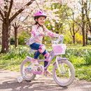 Kids Bike 12-20 Inch with Training Wheels & Basket Purple