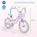 Kids Bike 12-20 Inch with Training Wheels & Basket Purple