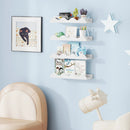 Floating Nursery Book Shelves Set of 4 - White Fir Wood by LJGDeals