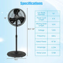 16 Inch Outdoor Misting Fan Oscillating Pedestal Fan with 3 Mist Levels-Black by LJGDeals