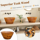 16 Inch Teak Wood Washbasin with Drainage Hole and Smooth Finish by LJGDeals
