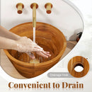 16 Inch Teak Wood Washbasin with Drainage Hole and Smooth Finish by LJGDeals