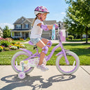 Girls Bike 18 Inch with Training Wheels and Front Bag by LJGDeals