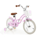 16 Inch Kids Bike with Front Handbrake and 2 Training Wheels-Purple by LJGDeals