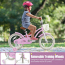 16 Inch Kids Bike with Front Handbrake and 2 Training Wheels-Purple by LJGDeals