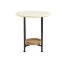 Oval End Table - White / Natural