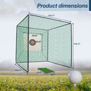 Golf Practice Net Cage With Metal Frame Hitting Net Kit Indoor Outdoor - Black by HouseOfZazla