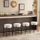 24" Tall, Round Bar Stools, Set of 2 - Contemporary upholstered dining stools for kitchens, coffee shops and bar stores - Includes sturdy hardware support legs