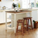 Rustic 3 Piece Stationary Kitchen Island Set With 2 Seatings, With 2 Open Shelves by Unique Piece Furniture
