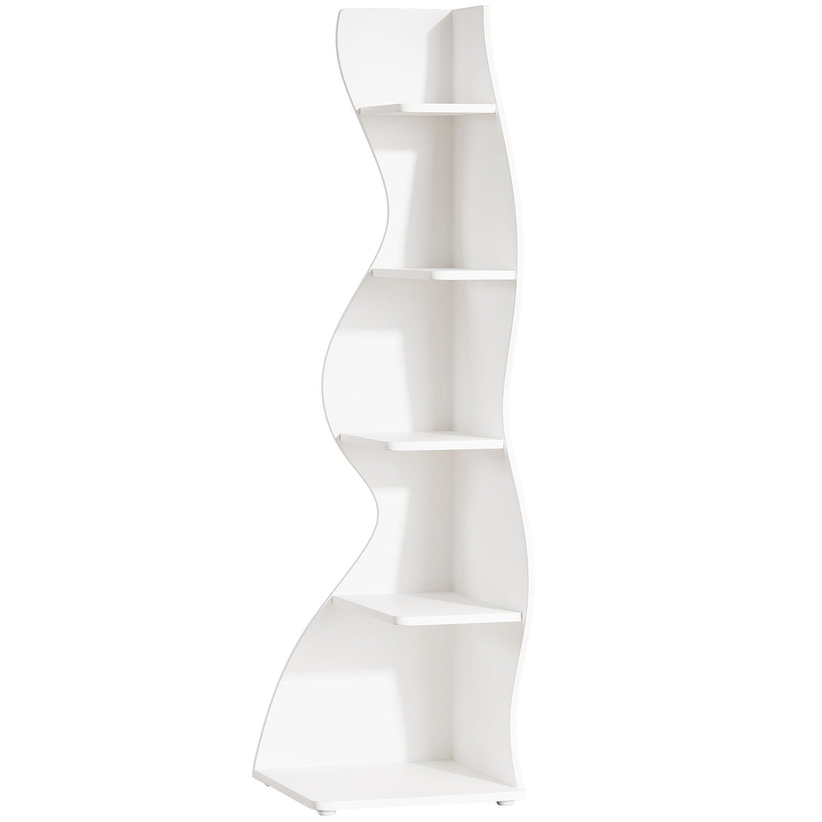 5 Tier Wavy Corner Bookshelf And Plant Stand For Living Room, photo 7 of 24