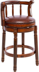 Swivel Cow Top Wooden Bar Stool, 360 Degree Swivel Bar Height Chair With Backs For Home Kitchen Counter by HouseOfZazla