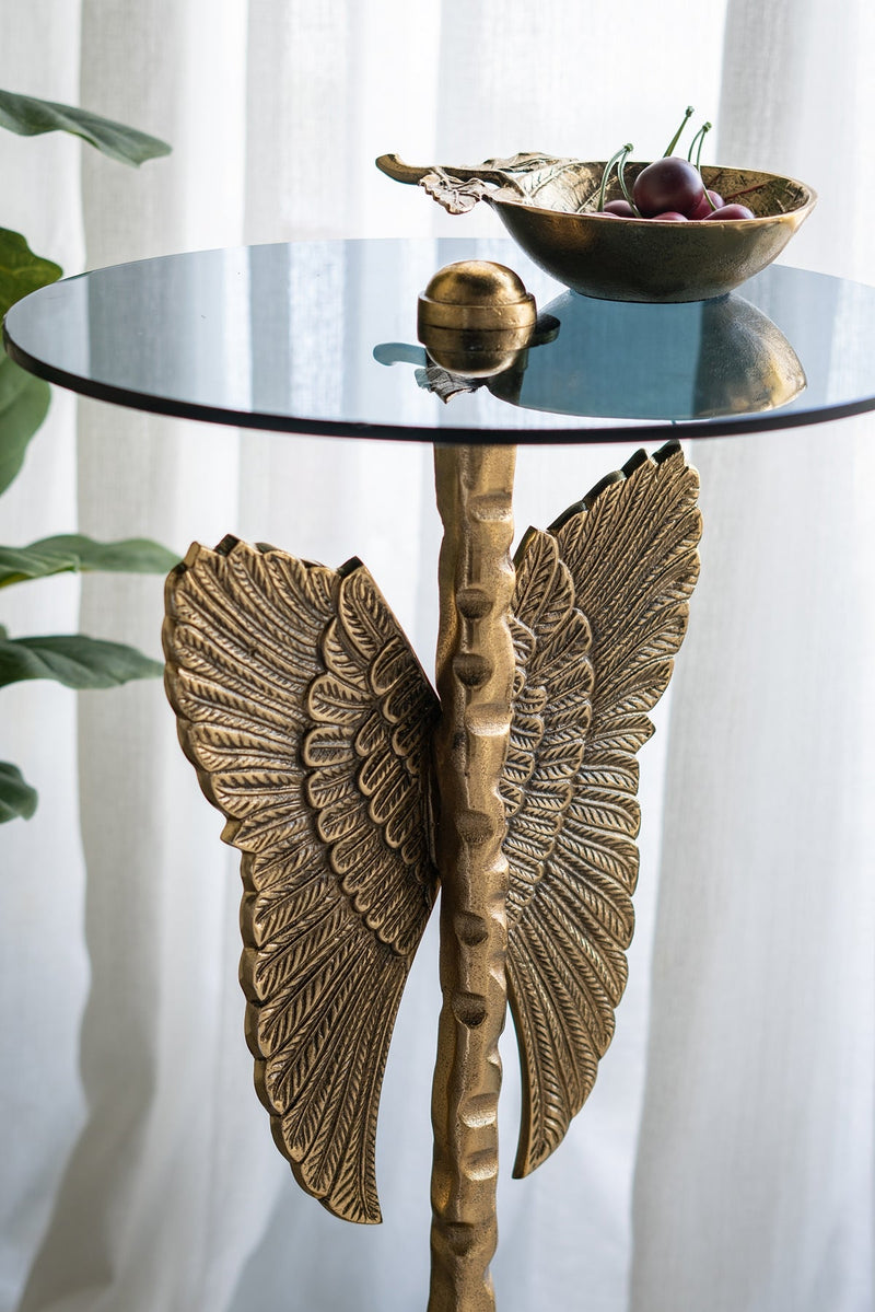 15.5x15.5x24" Round Top Accent Table With Angel Wings, photo 8 of 9
