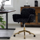 Office Chair, Artificial Rabbit Hair Home Office Chair With Metal Base, Adjustable Desk Chair Swivel Office Chair, Vanity Chair by HouseOfZazla