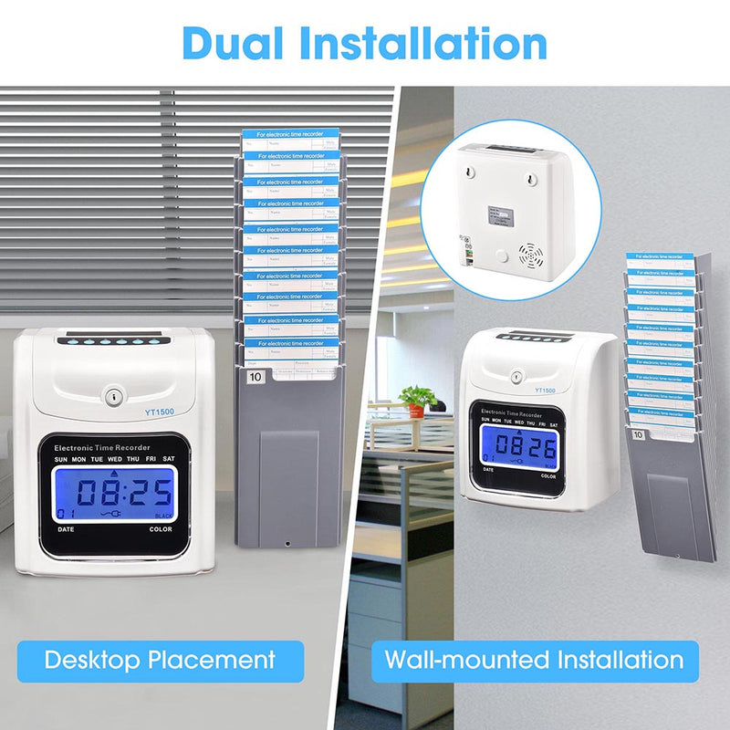 Yescom Punch Clock with Weekly Monthly Cards & Holder