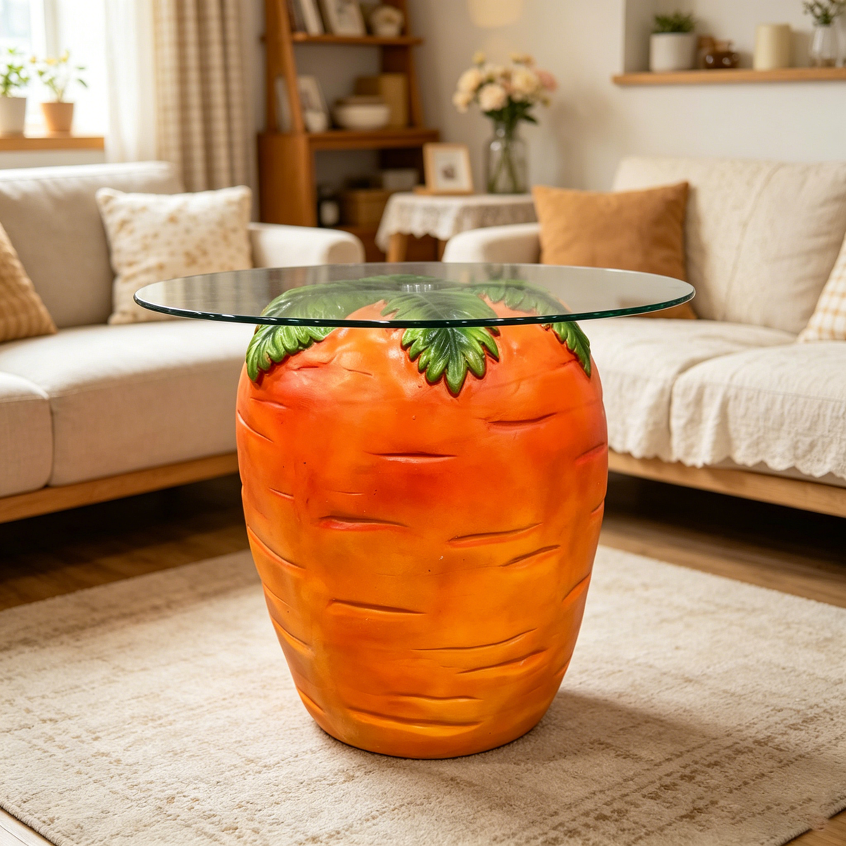 Carrot Shaped Side Table with Glass Top, photo 6 of 9