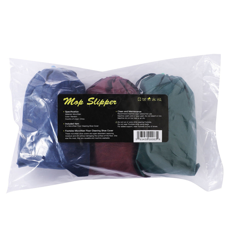 Microfiber Mop Slippers For Floor Cleaning, Machine Washable, 3 Pieces - Blue / Green / Red, photo 2 of 15