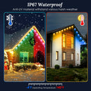 101FT Length Permanent Outdoor Lights With 72Pcs RGB Beads IP67 Waterproof Smart Eave Light For Halloween Christmas Daily House Lighting Works with Al