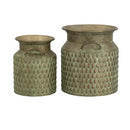 S/2 Iron Milk Jug Planters with Textured Green Finish by HouseOfZazla