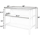 TOPMAX Solid Wood Rustic 45' Stationary Kitchen Island, Rubber Wood Butcher Block Dining Table Prep Table with 2 Open Shelves for Small Places,Walnut+Black