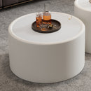 White Round Coffee Table with Tempered Glass Top