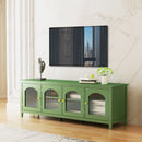 71-inch stylish TV cabinet TV frame TV stand solid wood frame, Changhong glass door, antique green, can be placed in the children's room, bedroom living room wherever you need
