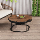 Irregular Coffee Table, 27" Modern MGO Top with Natural Wood & Black Metal Base by HouseOfZazla