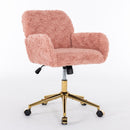 Office Chair, Artificial Rabbit Hair Home Office Chair With Metal Base, Adjustable Desk Chair Swivel Office Chair, Vanity Chair by Unique Piece Furniture