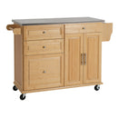 Indoor Bamboo Rolling Kitchen Island with Stainless Steel Top by HouseOfZazla