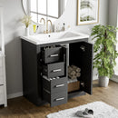 Ceramic Sink Combo, Freestanding Vanity Set With 3 Drawers & Soft Closing Doors by Unique Piece Furniture