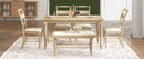 6-peice Dining Set with Turned Legs, Kitchen Table Set with Upholstered Dining Chairs and Bench,Retro Style, Natural