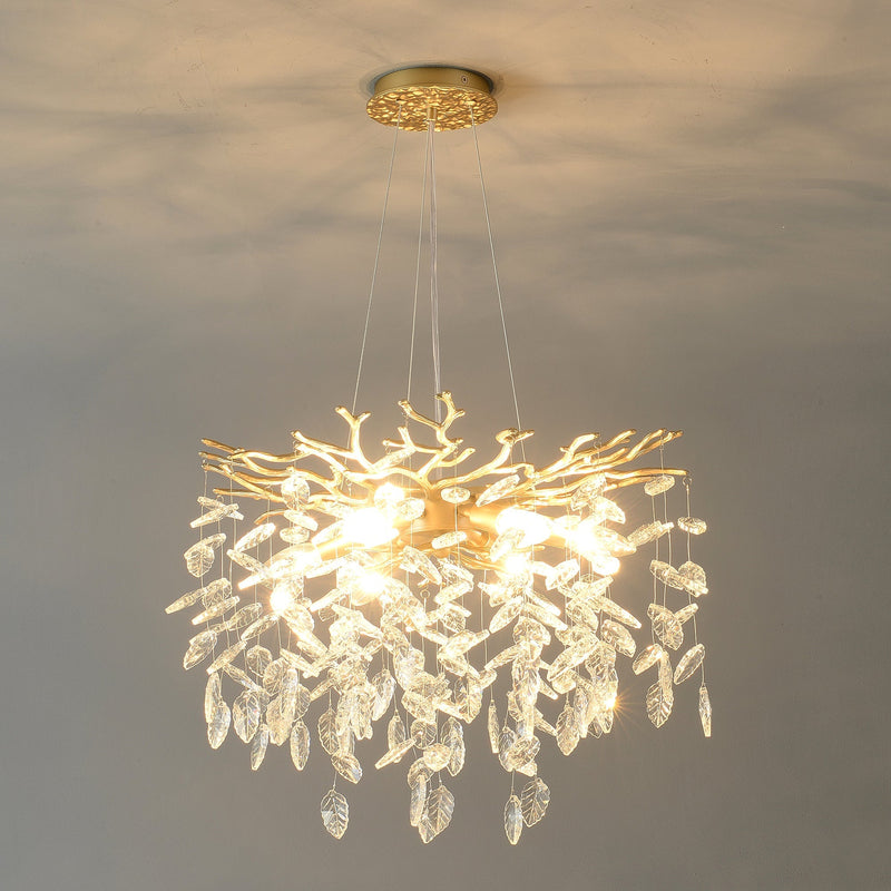 6-Light Chandelier Crystal Ceiling Lamp - Gold Finish, photo 12 of 16
