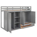 Loft Bed With 3 Shelves, 2 Wardrobes, 2 Drawers, Ladder Storage