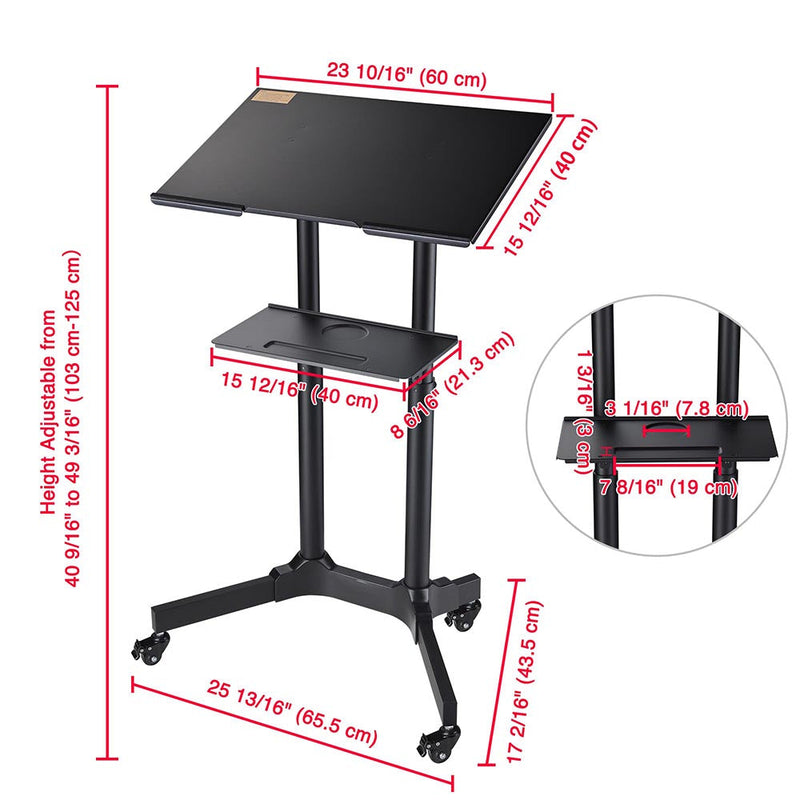 Yescom Height-Adjustable Mobile Laptop Cart on Wheels