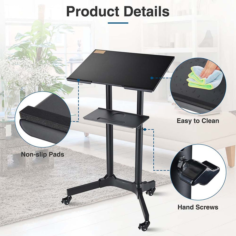 Yescom Height-Adjustable Mobile Laptop Cart on Wheels