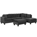 Modern Sectional Sofa With Storage Ottoman, L - Shape Couch With 2 Pillows And Cup Holders by HouseOfZazla
