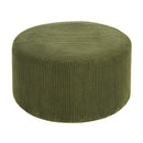 Upholstered Round Ottoman,Olive Green,Corduroy