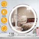 19Inch Large Round Vanity Makeup Mirror With LED Halo Light 3 Lighting Colors Dimmable Brightness Touch Control 360¡ Rotation High-Definition Lighted
