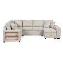 U-Shaped Sectional Sofa Pull-Out Sofa Bed With Two USB Ports, A Storage Chaise Lounge And Four Back Pillows For Living Room by HouseOfZazla