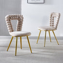 Modern Chair With Iron Tube Legs, Soft Cushions And Comfortable Backrest, Suitable For Dining Room, Living Room, Cafe, Hairball Back by Unique Piece Furniture