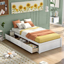 Twin Size Platform Storage Bed With 3 Drawers - White by HouseOfZazla